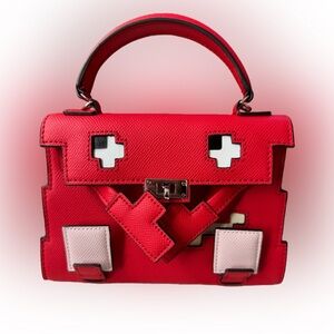 Designer Mosaic Doll Red Leather Handbag